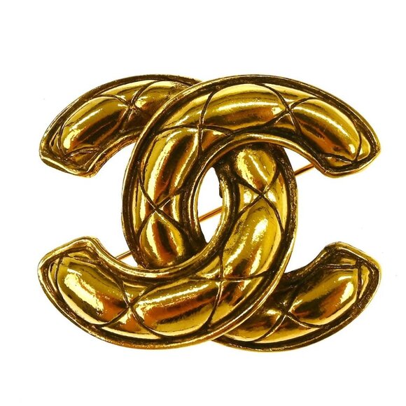 Chanel Quilted CC Brooch Pin Gold 1142 XX40586 - Picture 1 of 4